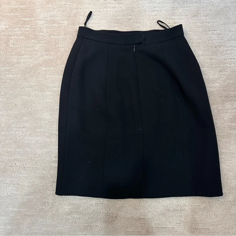 Chanel Black Wool and Silk Pencil Skirt Size 38
